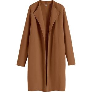 ANRABESS Women’s Long Cardigans Sweater 2025 Fall Dressy Casual Lapel Knit Warm Trench Coatigan Oversized Blazer Jacket Coat(Deep Caramel)