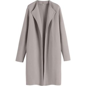 ANRABESS Women’s Long Cardigans Sweater 2025 Fall Dressy Casual Lapel Knit Warm Trench Coatigan Oversized Blazer Jacket Coat(Grey Khaki)