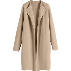 ANRABESS Women’s Long Cardigans Sweater 2025 Fall Dressy Casual Lapel Knit Warm Trench Coatigan Oversized Blazer Jacket Coat(Khaki)