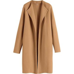 ANRABESS Women’s Long Cardigans Sweater 2025 Fall Dressy Casual Lapel Knit Warm Trench Coatigan Oversized Blazer Jacket Coat(Light Brown)