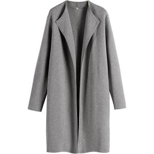 ANRABESS Women’s Long Cardigans Sweater 2025 Fall Dressy Casual Lapel Knit Warm Trench Coatigan Oversized Blazer Jacket Coat(Light Grey)