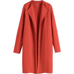ANRABESS Women’s Long Cardigans Sweater 2025 Fall Dressy Casual Lapel Knit Warm Trench Coatigan Oversized Blazer Jacket Coat(Orange)