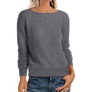ANRABESS Womens Long Sleeve Rolled Boat Neck Casual Soft Lightweight Basic Pullover Sweater Top 2025 Fall Shirt Work Outfits(Dark Grey)