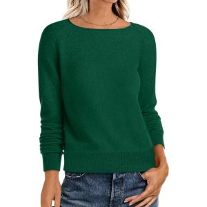 ANRABESS Womens Long Sleeve Rolled Boat Neck Casual Soft Lightweight Basic Pullover Sweater Top 2025 Fall Shirt Work Outfits(Forest Green)