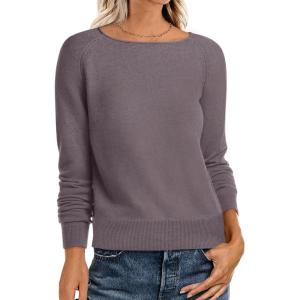 ANRABESS Womens Long Sleeve Rolled Boat Neck Casual Soft Lightweight Basic Pullover Sweater Top 2025 Fall Shirt Work Outfits(Nutmeg)