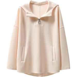 ANRABESS Womens Oversized Hoodie Quarter Zip Sweatshirts 2025 Fall Winter Tunic Pullover Top Trendy Teen Girls Preppy Clothes(Alomnd)