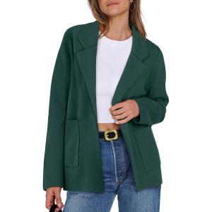 ANRABESS Womens Sweater Blazer 2025 Fall Cardigan Chunky Knit Jacket Coats(Deep Green)