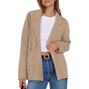 ANRABESS Womens Sweater Blazer 2025 Fall Cardigan Chunky Knit Jacket Coats(Khaki)