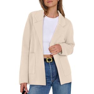 ANRABESS Womens Sweater Blazer 2025 Fall Cardigan Chunky Knit Jacket Coats(Light Apricot)