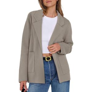 ANRABESS Womens Sweater Blazer 2025 Fall Cardigan Chunky Knit Jacket Coats(Taupe)