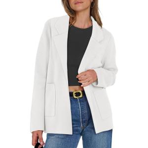 ANRABESS Womens Sweater Blazer 2025 Fall Cardigan Chunky Knit Jacket Coats(White)