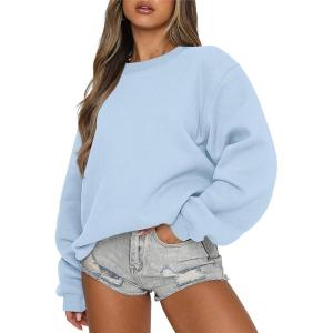 ANRABESS Womens Sweatshirts Crewneck Fleece Oversized Pullover Sweaters Fall Winter Cute Tops Teen Girls Preppy Clothes 2025(Sky Blue)