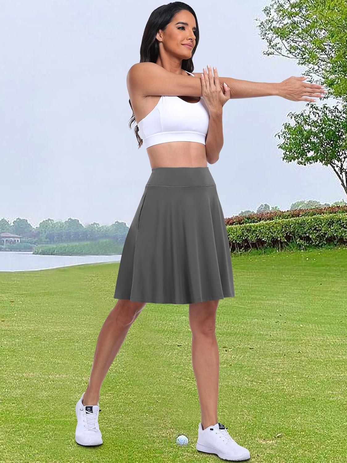 imageANRABESS Knee Length Skorts Skirts for Women 2025 Summer High Waisted Golf Tennis Skirt Casual Travel Builtin Shorts ClothesDeep Gray