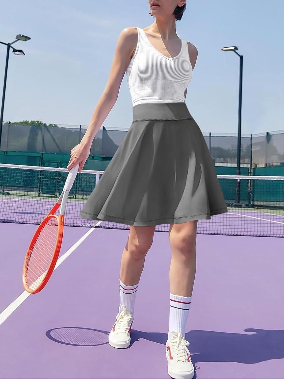 imageANRABESS Knee Length Skorts Skirts for Women 2025 Summer High Waisted Golf Tennis Skirt Casual Travel Builtin Shorts ClothesDeep Gray