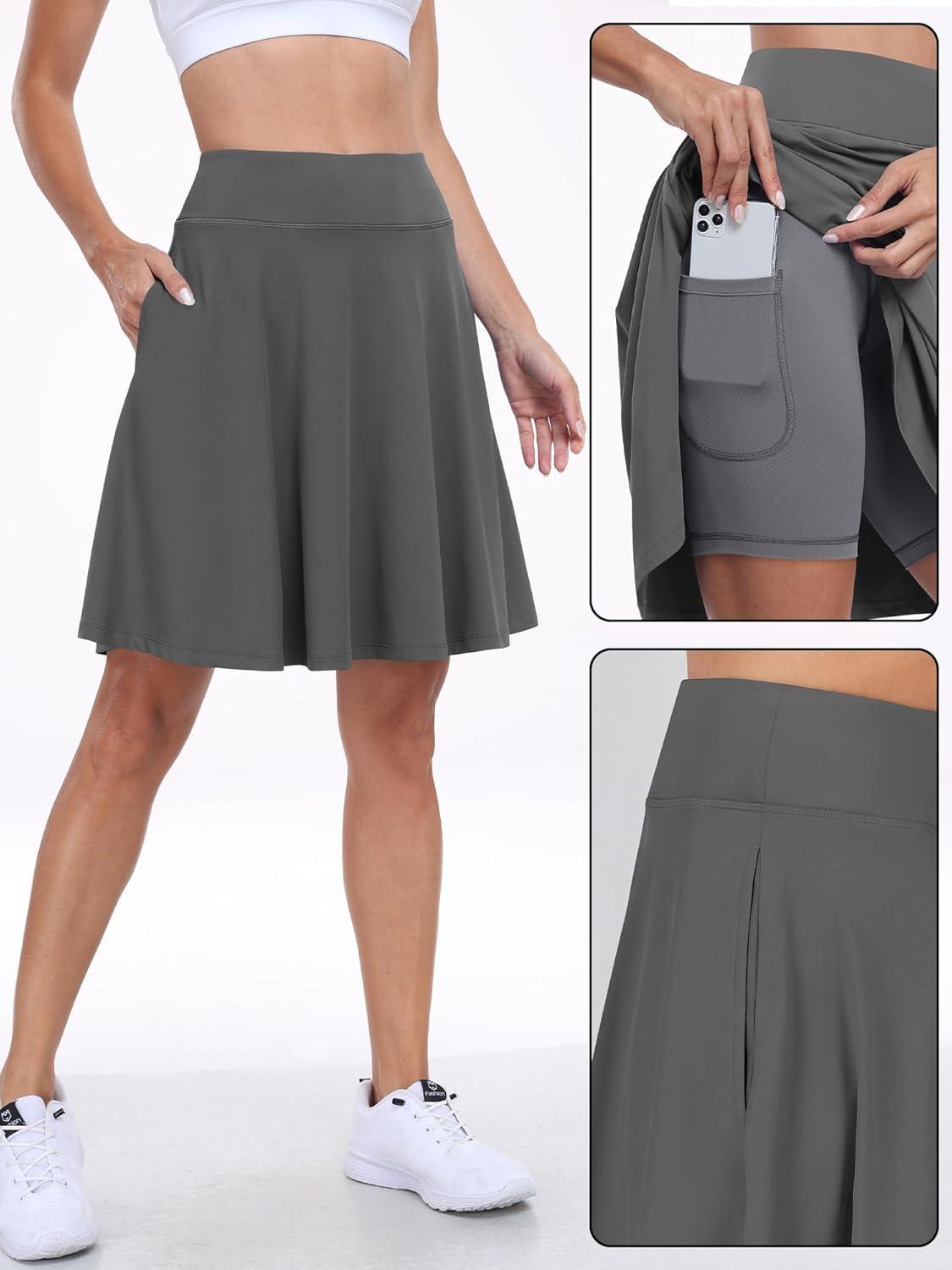 imageANRABESS Knee Length Skorts Skirts for Women 2025 Summer High Waisted Golf Tennis Skirt Casual Travel Builtin Shorts ClothesDeep Gray