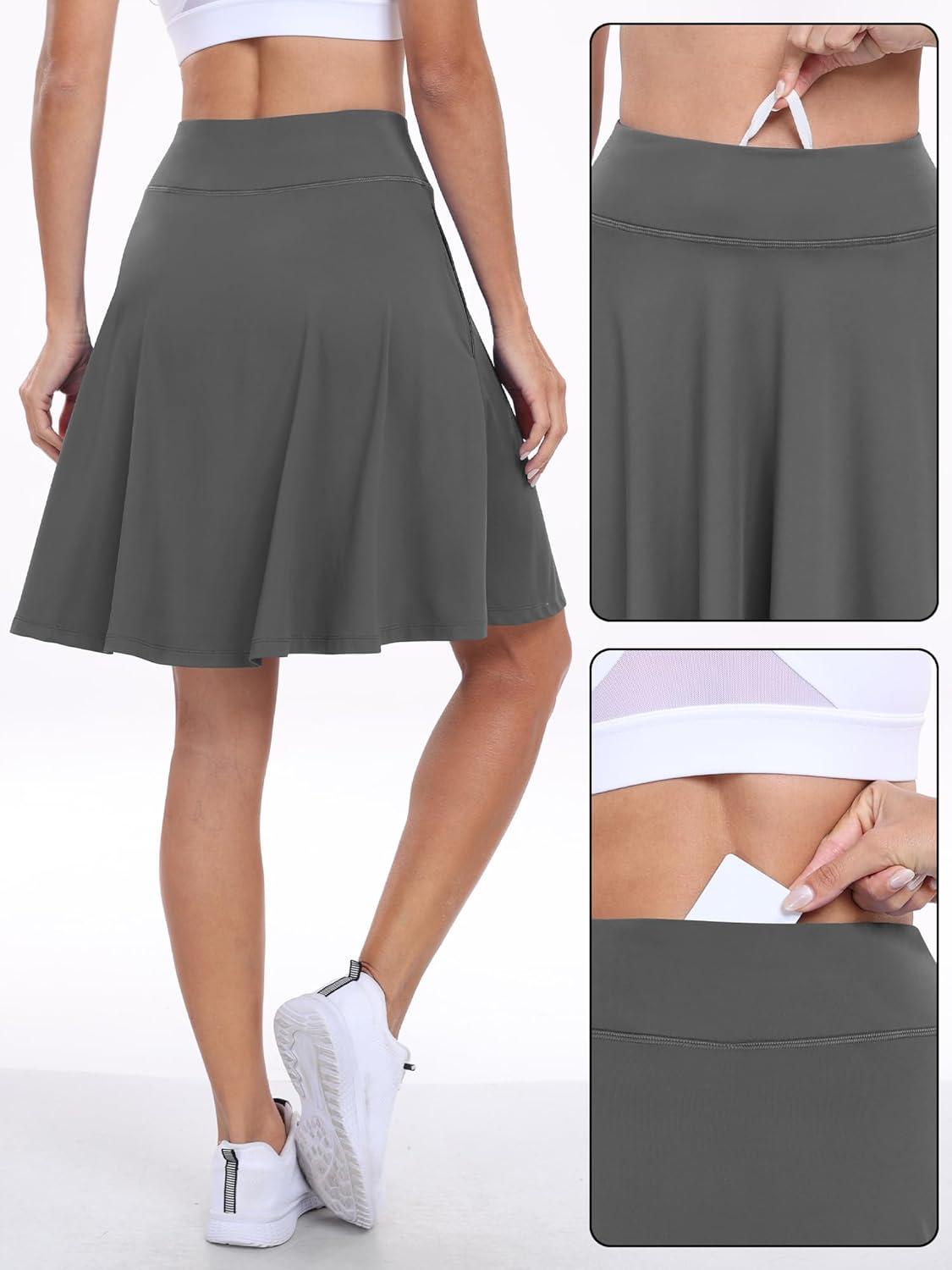 imageANRABESS Knee Length Skorts Skirts for Women 2025 Summer High Waisted Golf Tennis Skirt Casual Travel Builtin Shorts ClothesDeep Gray