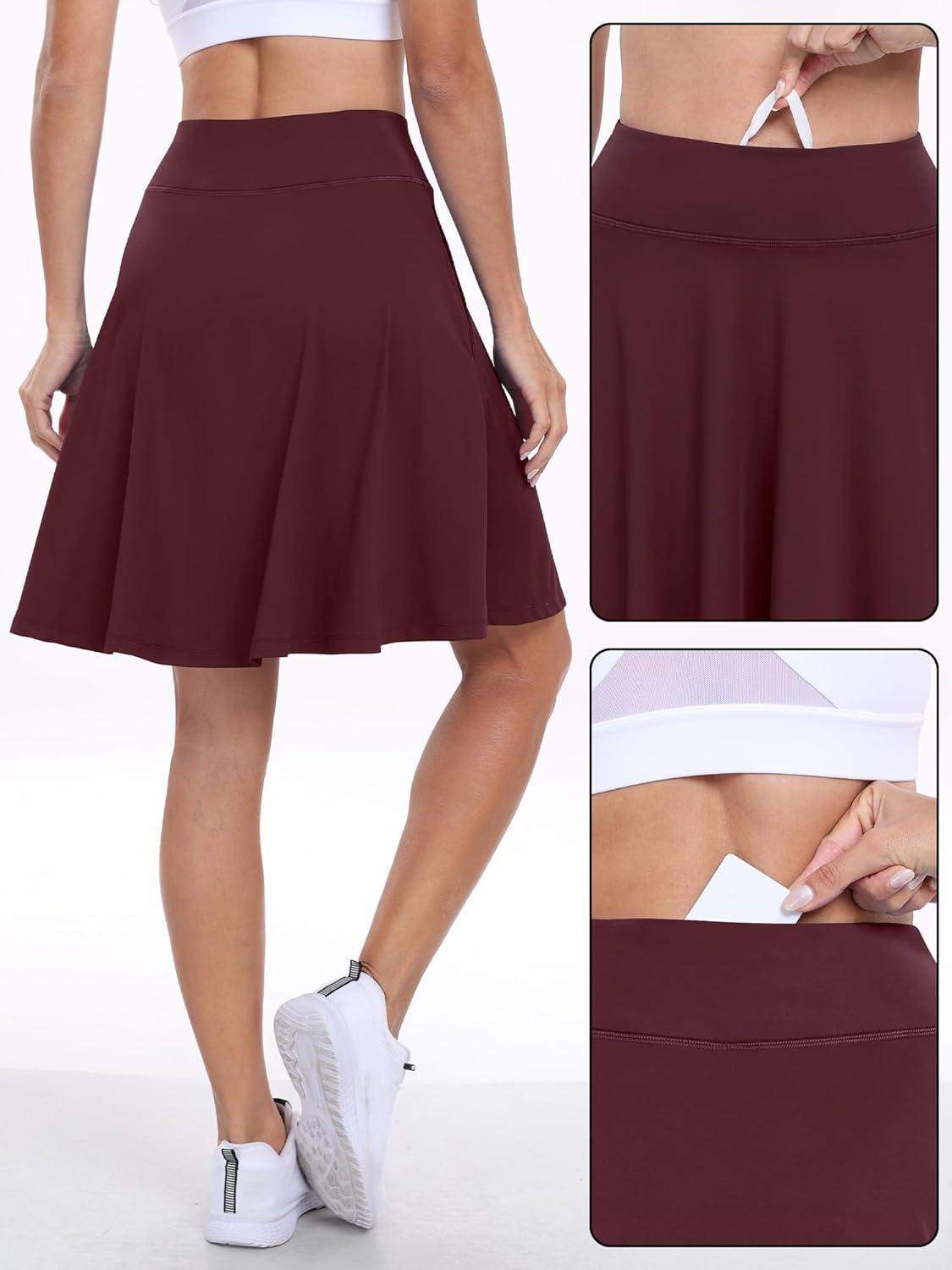 imageANRABESS Knee Length Skorts Skirts for Women 2025 Summer High Waisted Golf Tennis Skirt Casual Travel Builtin Shorts ClothesDeep Red