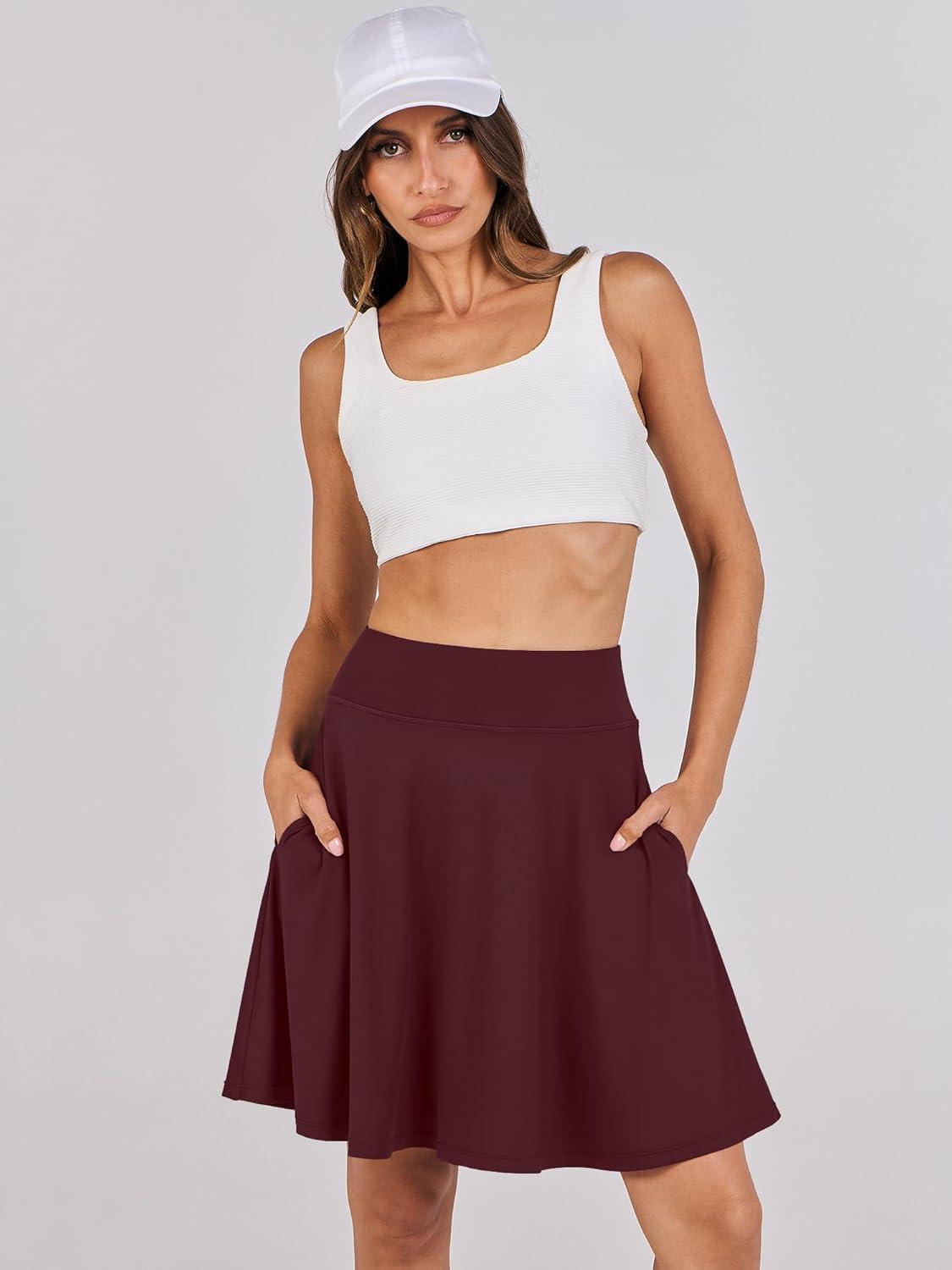 imageANRABESS Knee Length Skorts Skirts for Women 2025 Summer High Waisted Golf Tennis Skirt Casual Travel Builtin Shorts ClothesDeep Red