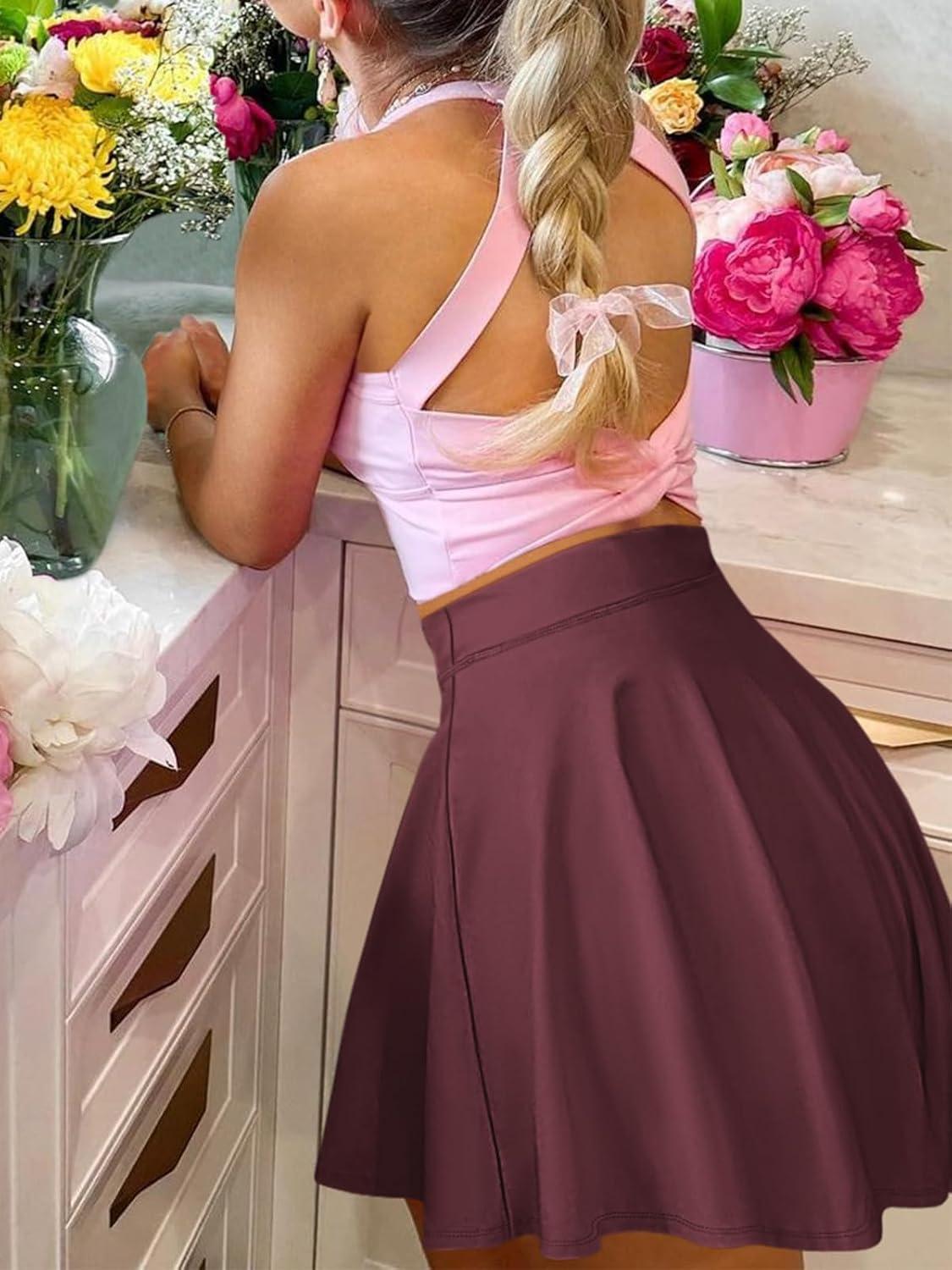 imageANRABESS Knee Length Skorts Skirts for Women 2025 Summer High Waisted Golf Tennis Skirt Casual Travel Builtin Shorts ClothesDeep Red