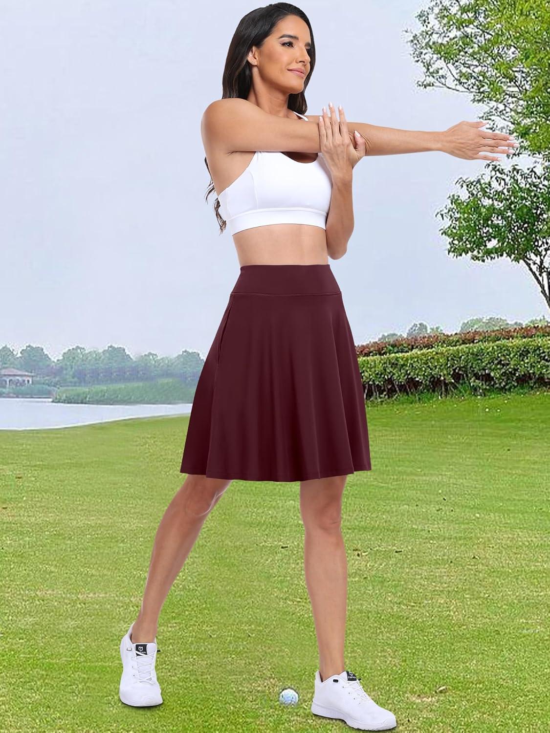 imageANRABESS Knee Length Skorts Skirts for Women 2025 Summer High Waisted Golf Tennis Skirt Casual Travel Builtin Shorts ClothesDeep Red