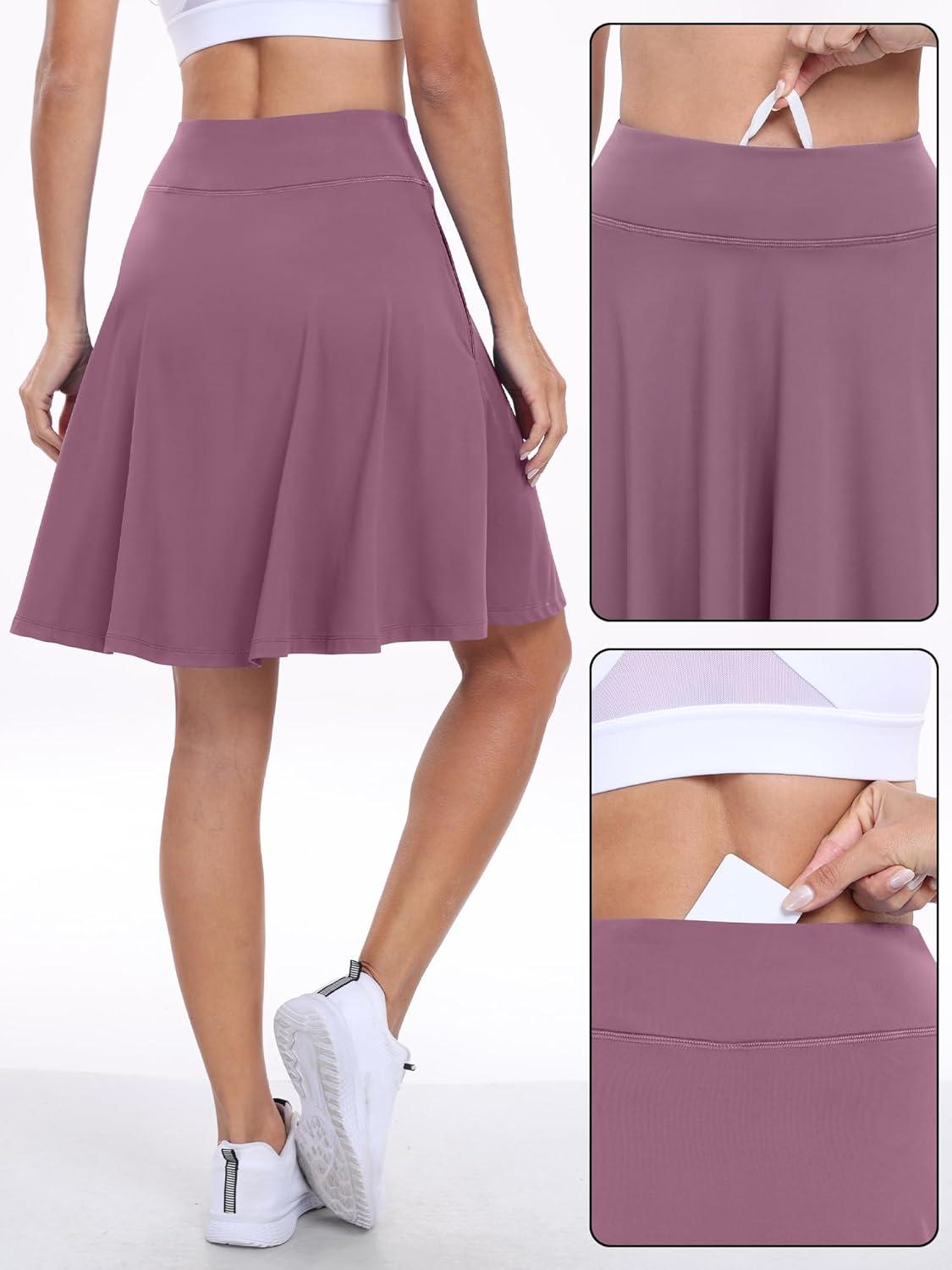 imageANRABESS Knee Length Skorts Skirts for Women 2025 Summer High Waisted Golf Tennis Skirt Casual Travel Builtin Shorts ClothesMauve