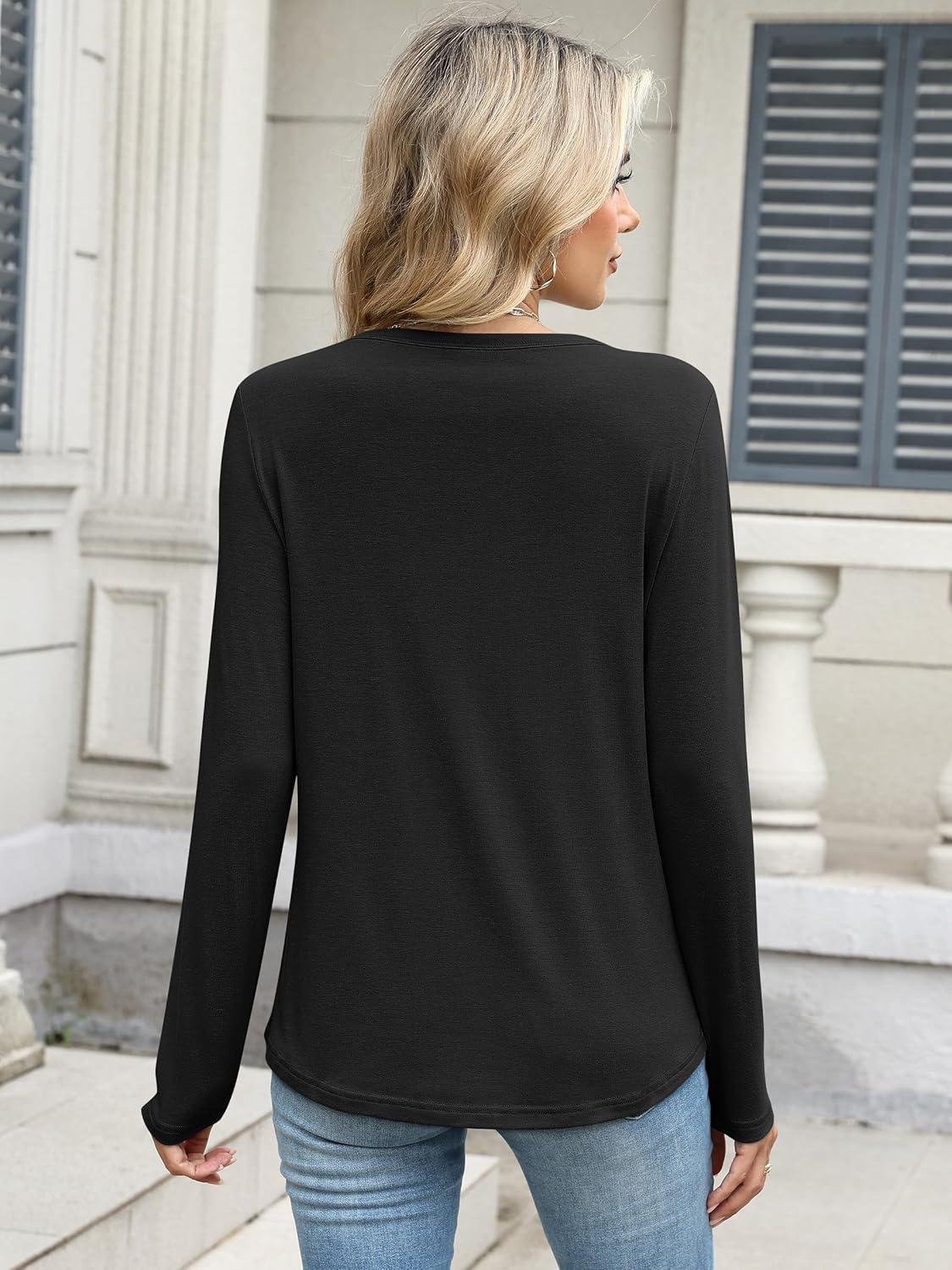 imageANRABESS Long Sleeve Shirts for Women Casual Crewneck Basic Tee Tshirts Loose Fit Curved Hem Tunic Top 2025 Fall OutfitsBlack