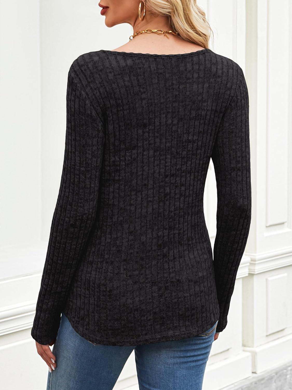 imageANRABESS Long Sleeve Shirts for Women Crewneck Tunic Tops Business Casual Fit Fall Lightweight Sweaters Fashion Clothes 2025Black