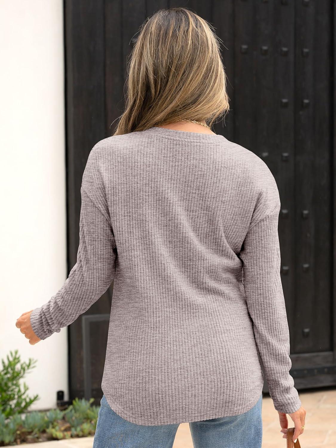 imageANRABESS Long Sleeve Shirts for Women Henley Tops Dressy Casual TShirts Blouses 2025 Fall Lightweight SweatersDusty Apricot