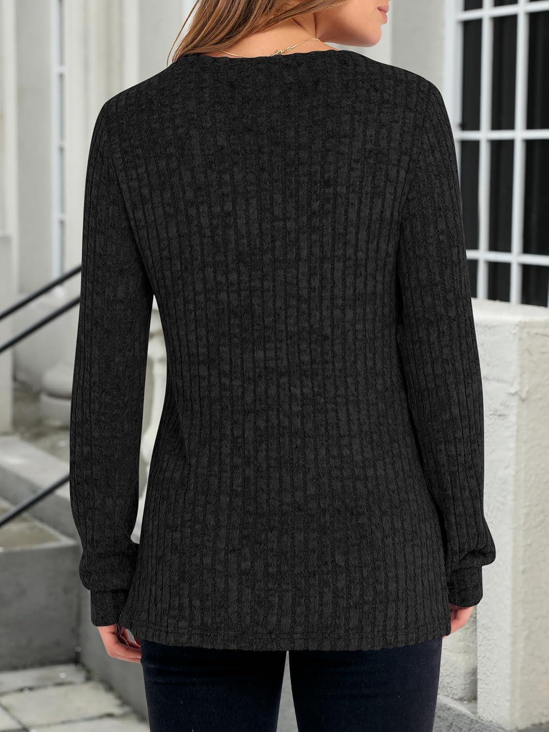 imageANRABESS Long Sleeve Shirts for Women V Neck Tunic Tops Business Casual Loose Fall Lightweight Sweaters Fashion Clothes 2025Black