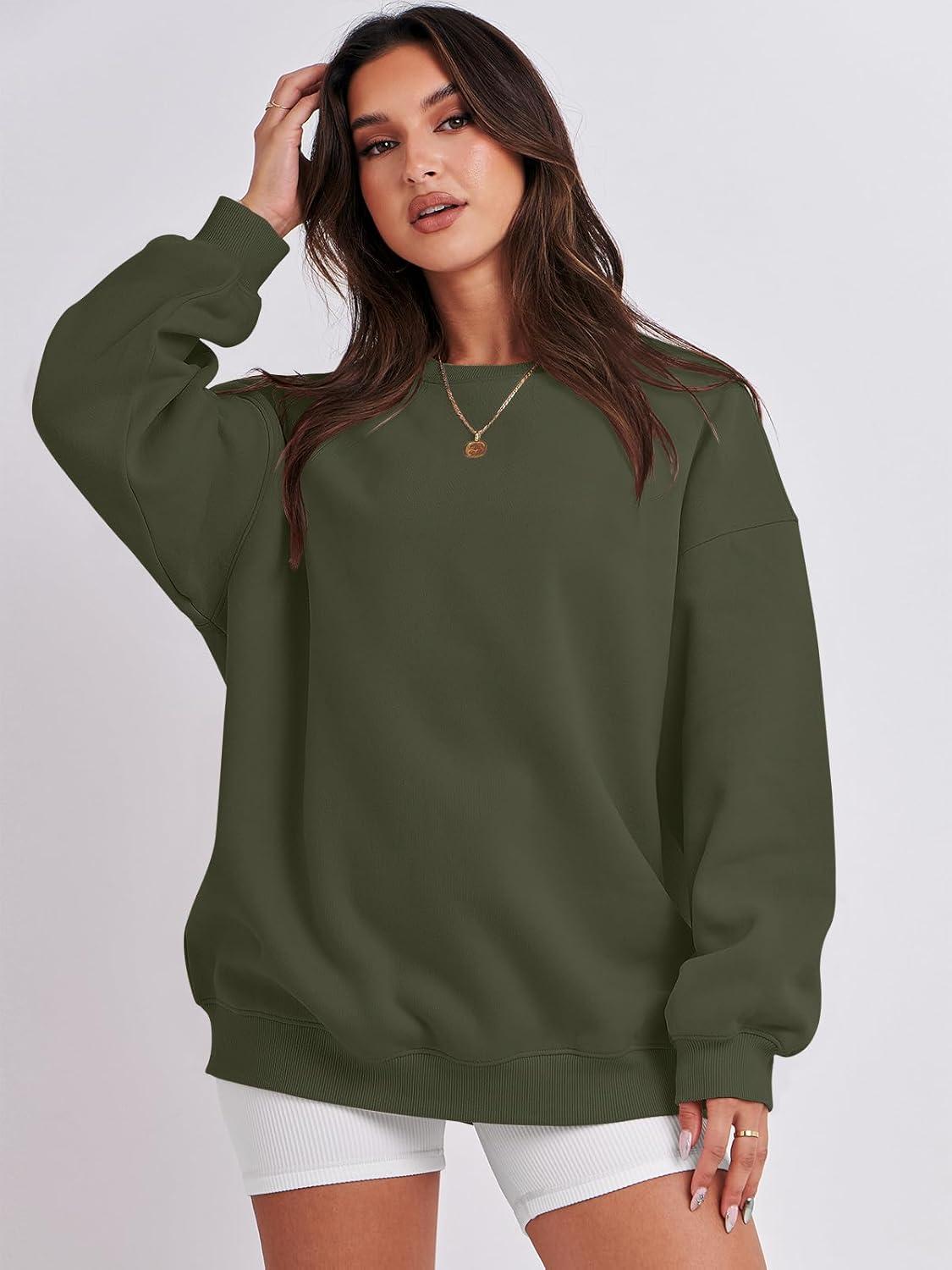 imageANRABESS Oversized Sweatshirt for Women Crewneck Y2K Hoodies Fleece Casual Comfy Pullover Top Fall Outfits Clothes 2025Army Green