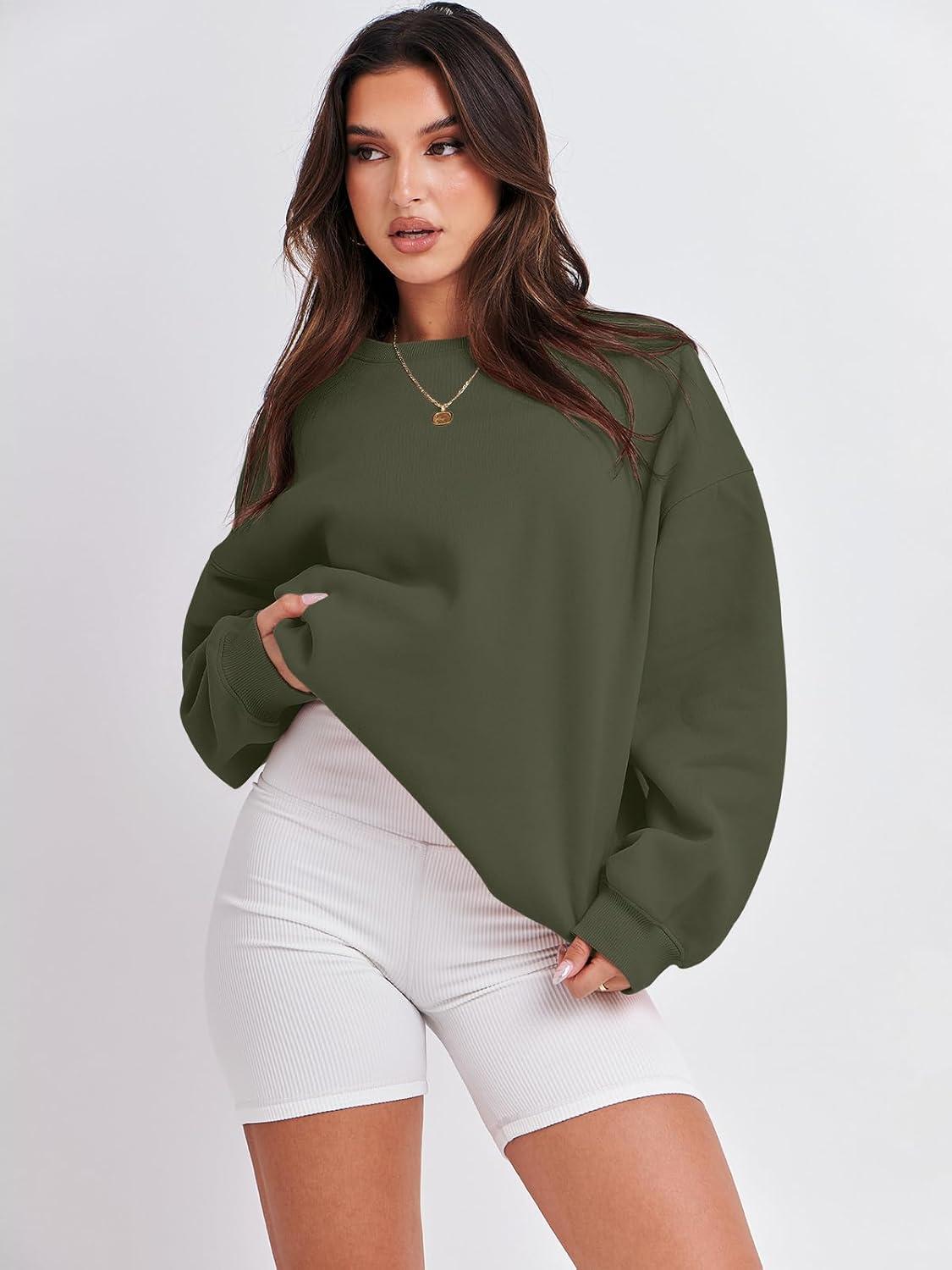 imageANRABESS Oversized Sweatshirt for Women Crewneck Y2K Hoodies Fleece Casual Comfy Pullover Top Fall Outfits Clothes 2025Army Green