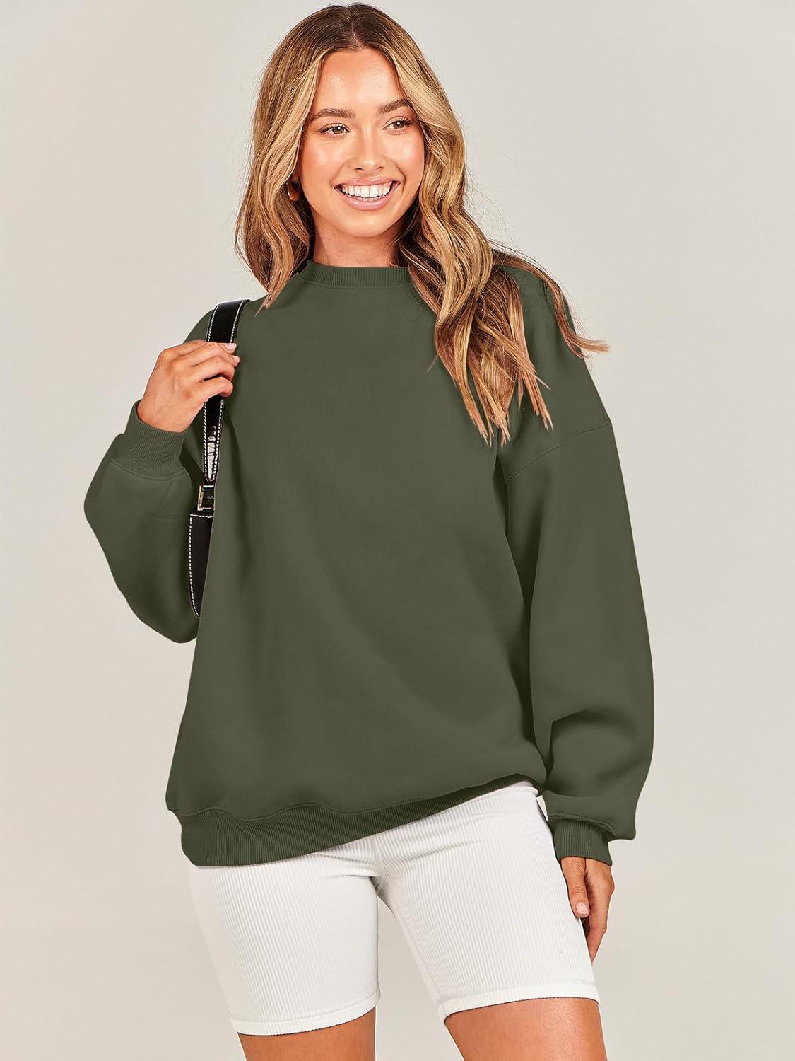 imageANRABESS Oversized Sweatshirt for Women Crewneck Y2K Hoodies Fleece Casual Comfy Pullover Top Fall Outfits Clothes 2025Army Green