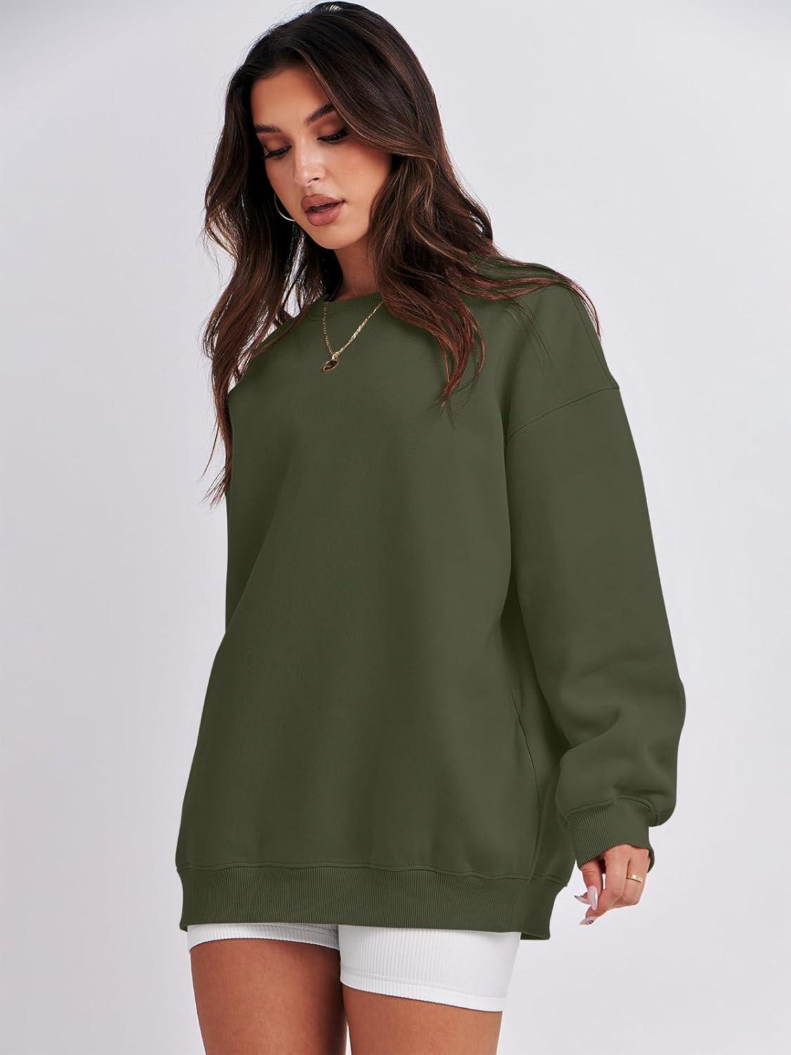 imageANRABESS Oversized Sweatshirt for Women Crewneck Y2K Hoodies Fleece Casual Comfy Pullover Top Fall Outfits Clothes 2025Army Green
