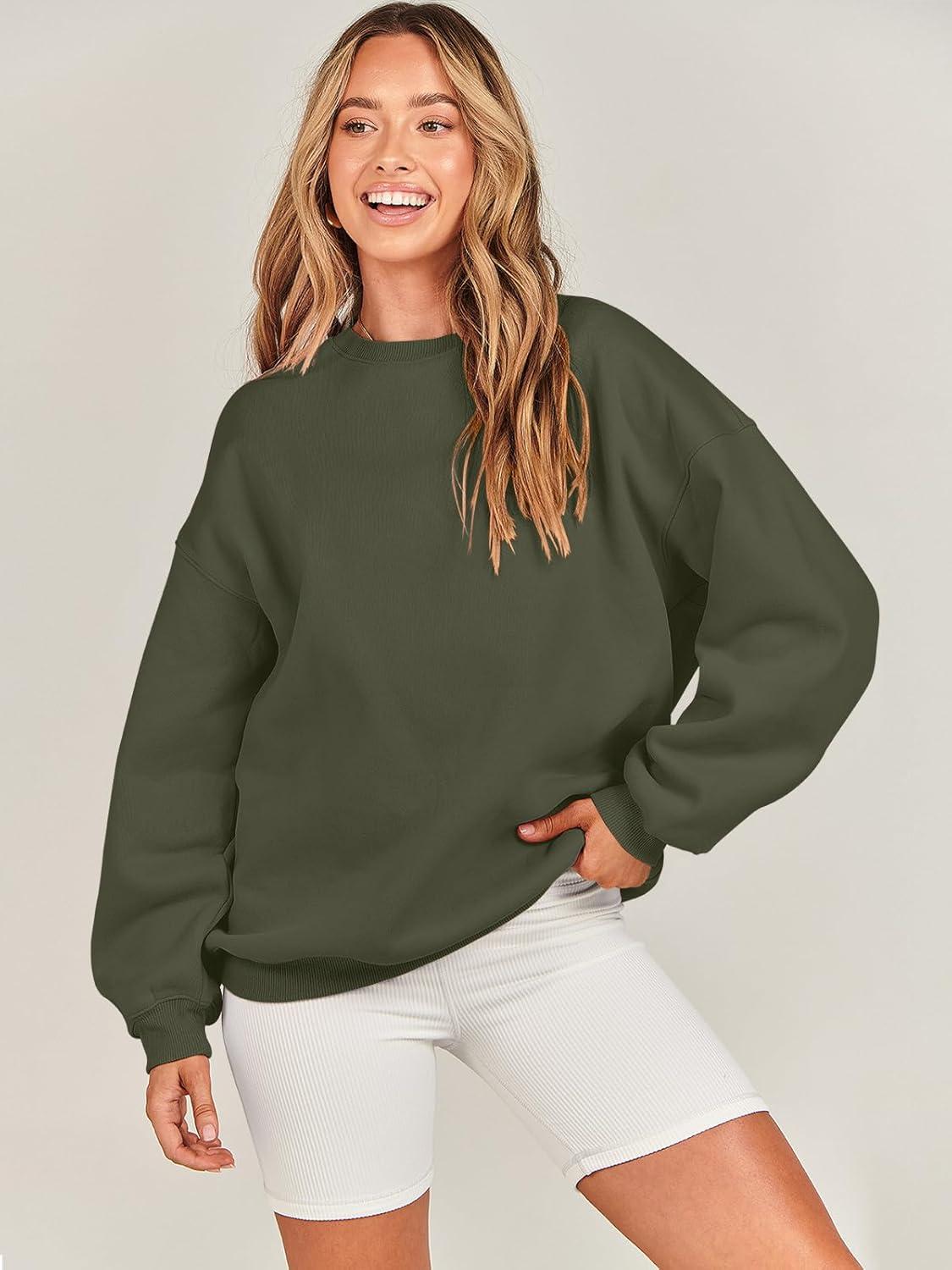 imageANRABESS Oversized Sweatshirt for Women Crewneck Y2K Hoodies Fleece Casual Comfy Pullover Top Fall Outfits Clothes 2025Army Green