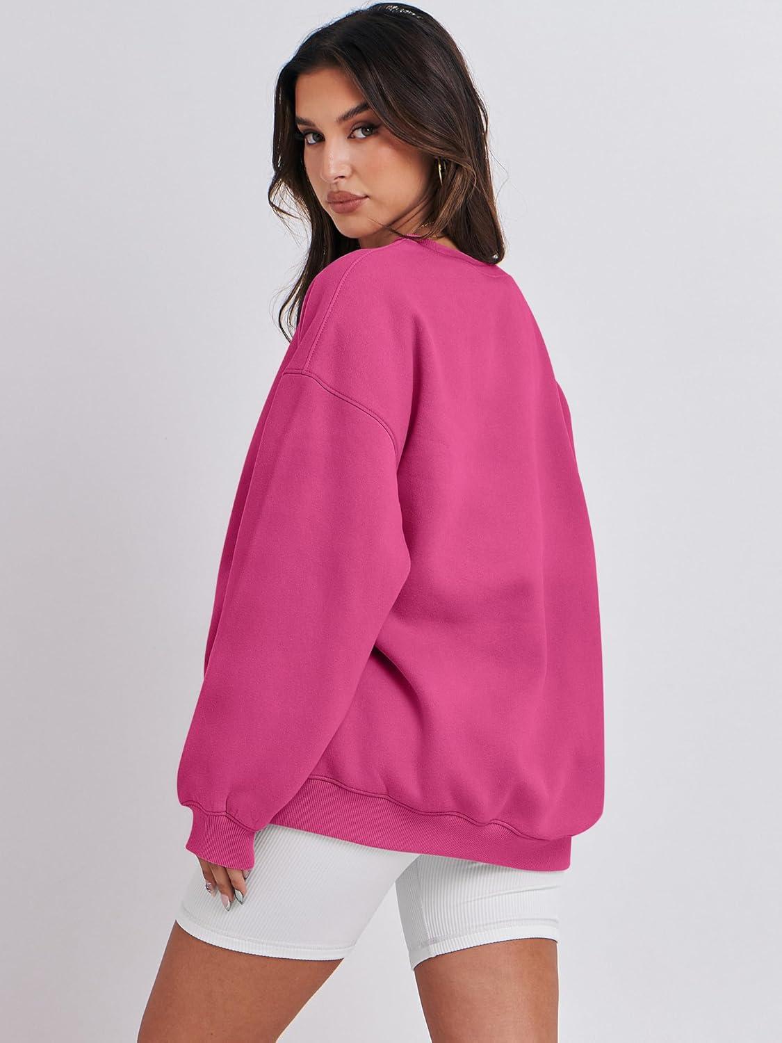 imageANRABESS Oversized Sweatshirt for Women Crewneck Y2K Hoodies Fleece Casual Comfy Pullover Top Fall Outfits Clothes 2025Hot Pink