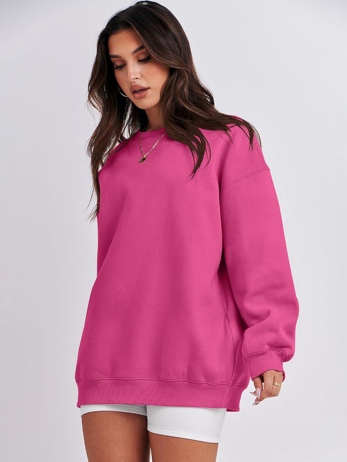 imageANRABESS Oversized Sweatshirt for Women Crewneck Y2K Hoodies Fleece Casual Comfy Pullover Top Fall Outfits Clothes 2025Hot Pink