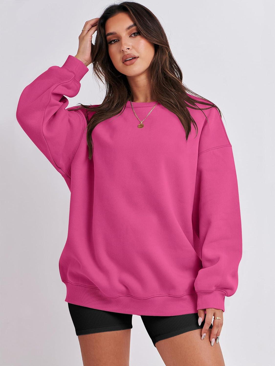 imageANRABESS Oversized Sweatshirt for Women Crewneck Y2K Hoodies Fleece Casual Comfy Pullover Top Fall Outfits Clothes 2025Hot Pink