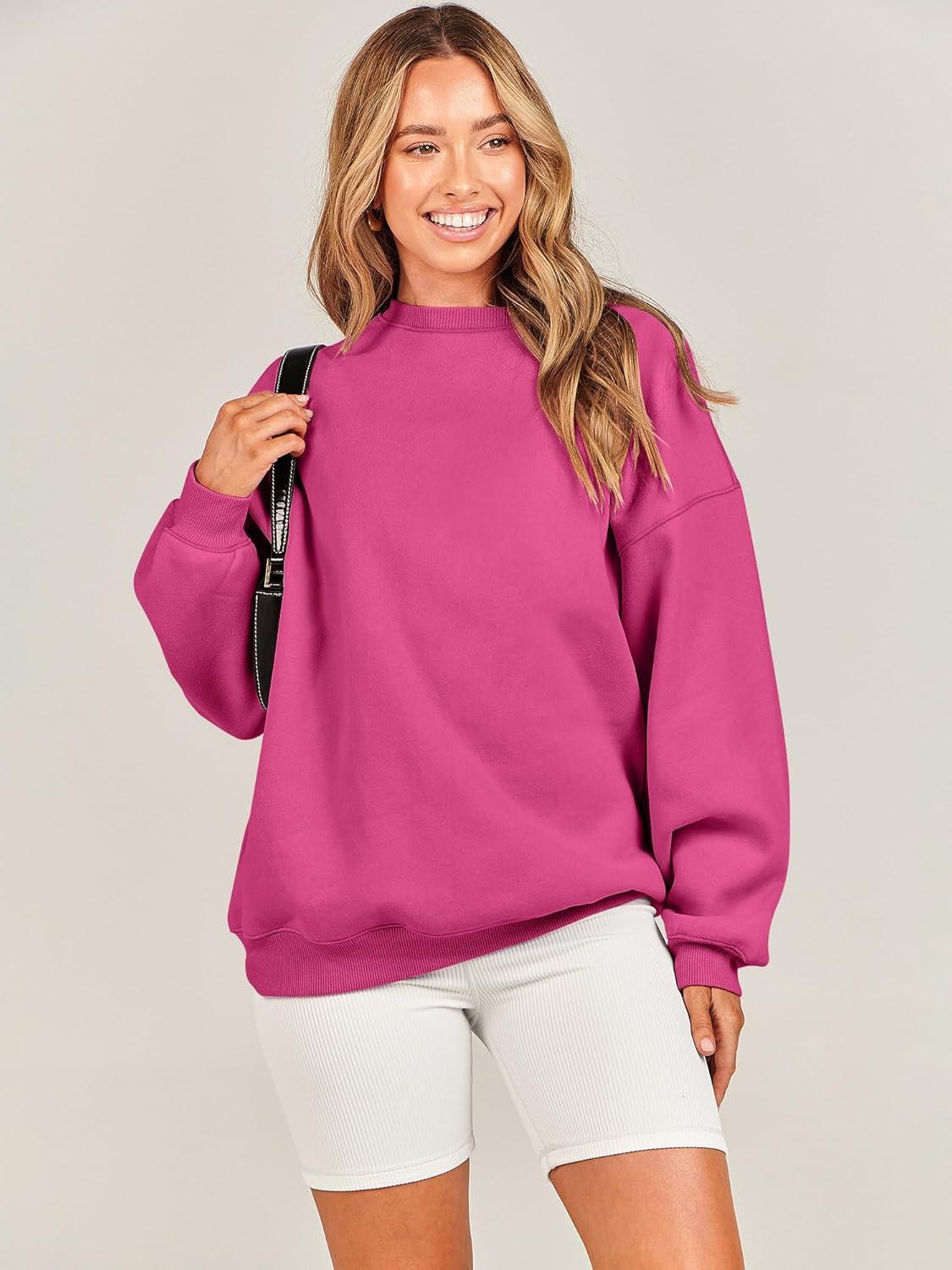 imageANRABESS Oversized Sweatshirt for Women Crewneck Y2K Hoodies Fleece Casual Comfy Pullover Top Fall Outfits Clothes 2025Hot Pink
