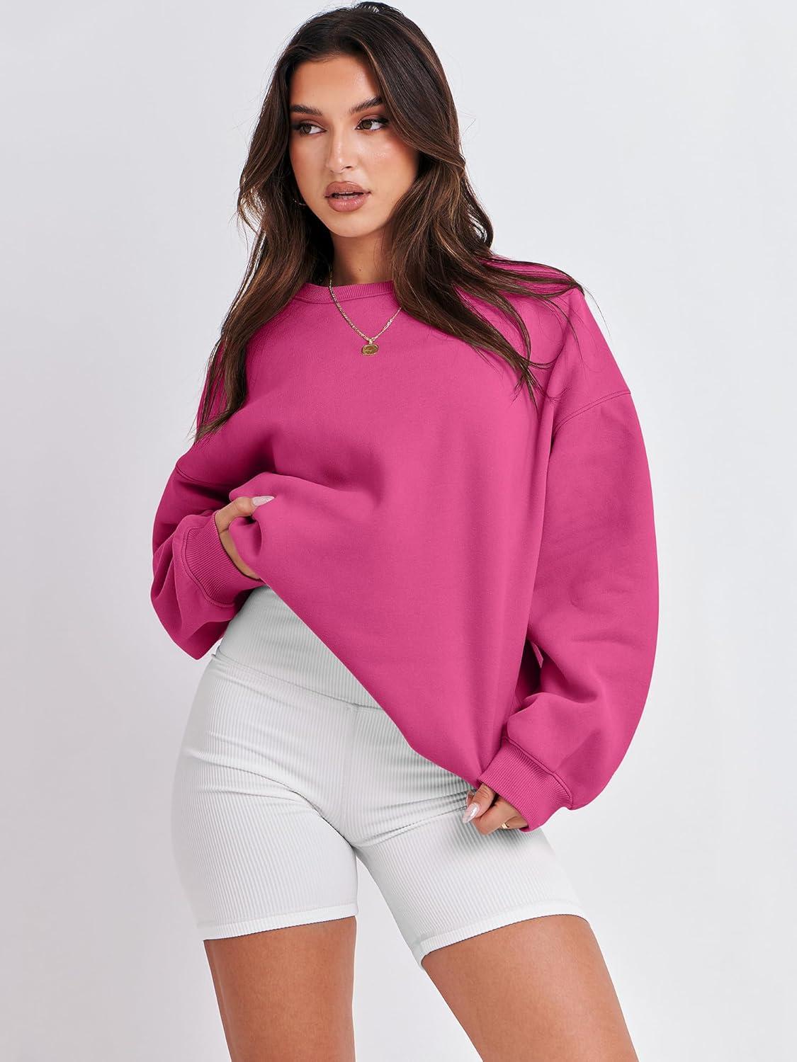 imageANRABESS Oversized Sweatshirt for Women Crewneck Y2K Hoodies Fleece Casual Comfy Pullover Top Fall Outfits Clothes 2025Hot Pink