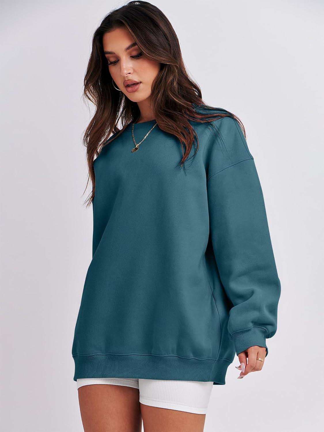 imageANRABESS Oversized Sweatshirt for Women Crewneck Y2K Hoodies Fleece Casual Comfy Pullover Top Fall Outfits Clothes 2025Lake Blue