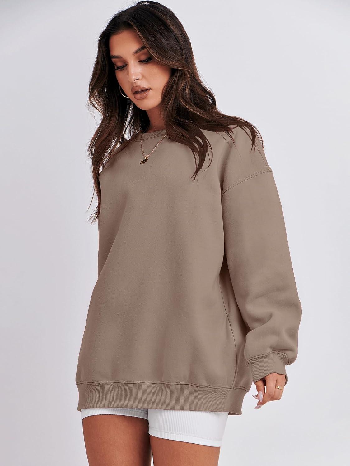 imageANRABESS Oversized Sweatshirt for Women Crewneck Y2K Hoodies Fleece Casual Comfy Pullover Top Fall Outfits Clothes 2025Light Brown