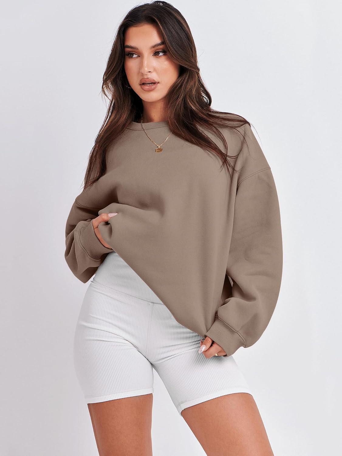 imageANRABESS Oversized Sweatshirt for Women Crewneck Y2K Hoodies Fleece Casual Comfy Pullover Top Fall Outfits Clothes 2025Light Brown