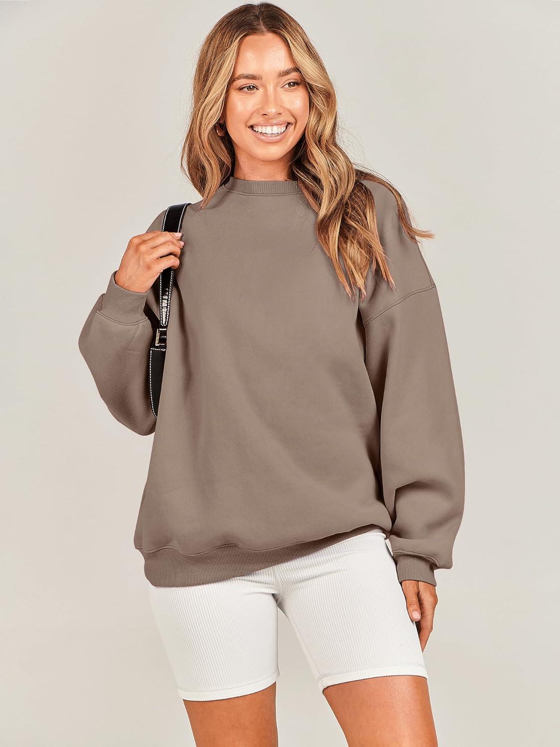 imageANRABESS Oversized Sweatshirt for Women Crewneck Y2K Hoodies Fleece Casual Comfy Pullover Top Fall Outfits Clothes 2025Light Brown