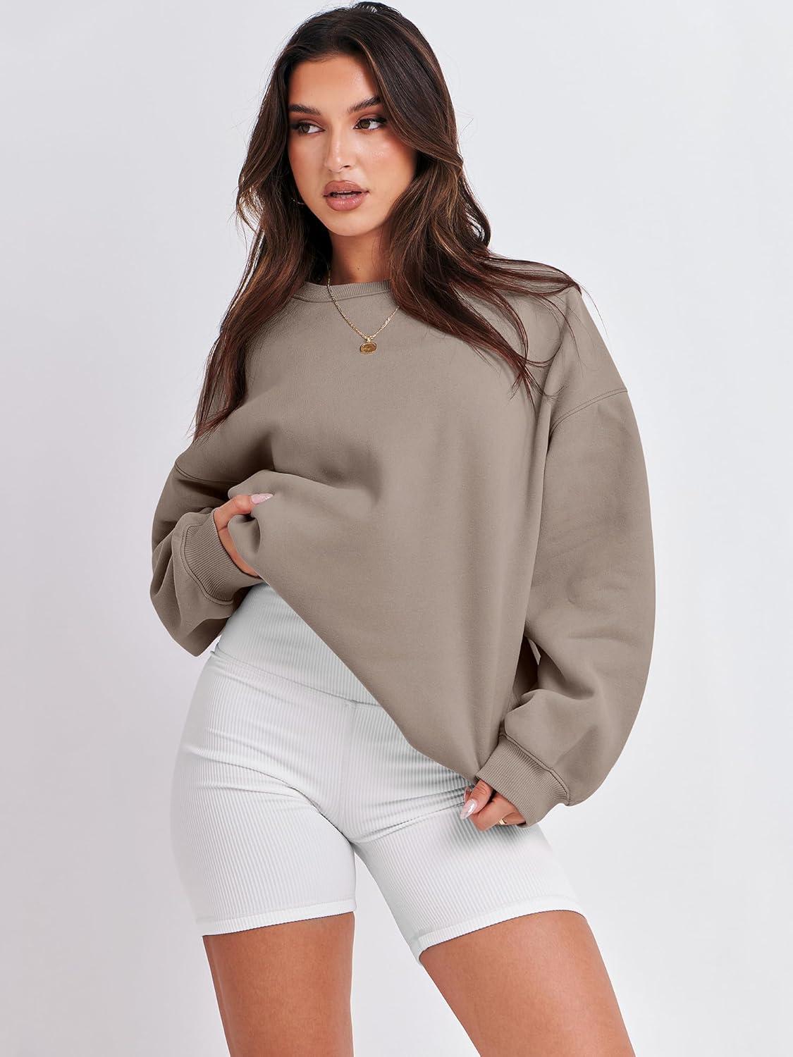 imageANRABESS Oversized Sweatshirt for Women Crewneck Y2K Hoodies Fleece Casual Comfy Pullover Top Fall Outfits Clothes 2025Light Khaki