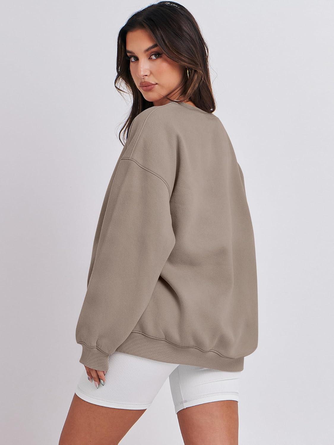 imageANRABESS Oversized Sweatshirt for Women Crewneck Y2K Hoodies Fleece Casual Comfy Pullover Top Fall Outfits Clothes 2025Light Khaki