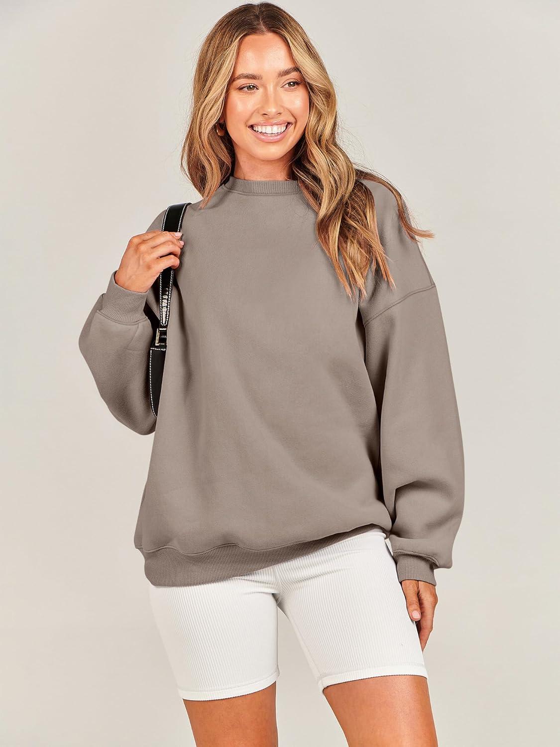 imageANRABESS Oversized Sweatshirt for Women Crewneck Y2K Hoodies Fleece Casual Comfy Pullover Top Fall Outfits Clothes 2025Light Khaki