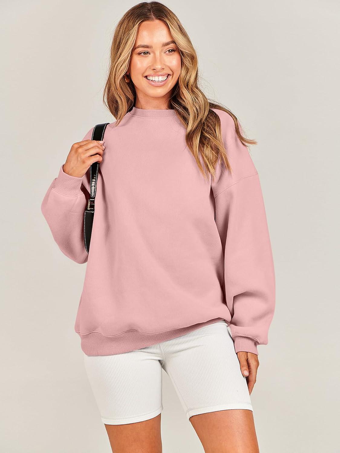 imageANRABESS Oversized Sweatshirt for Women Crewneck Y2K Hoodies Fleece Casual Comfy Pullover Top Fall Outfits Clothes 2025Pink