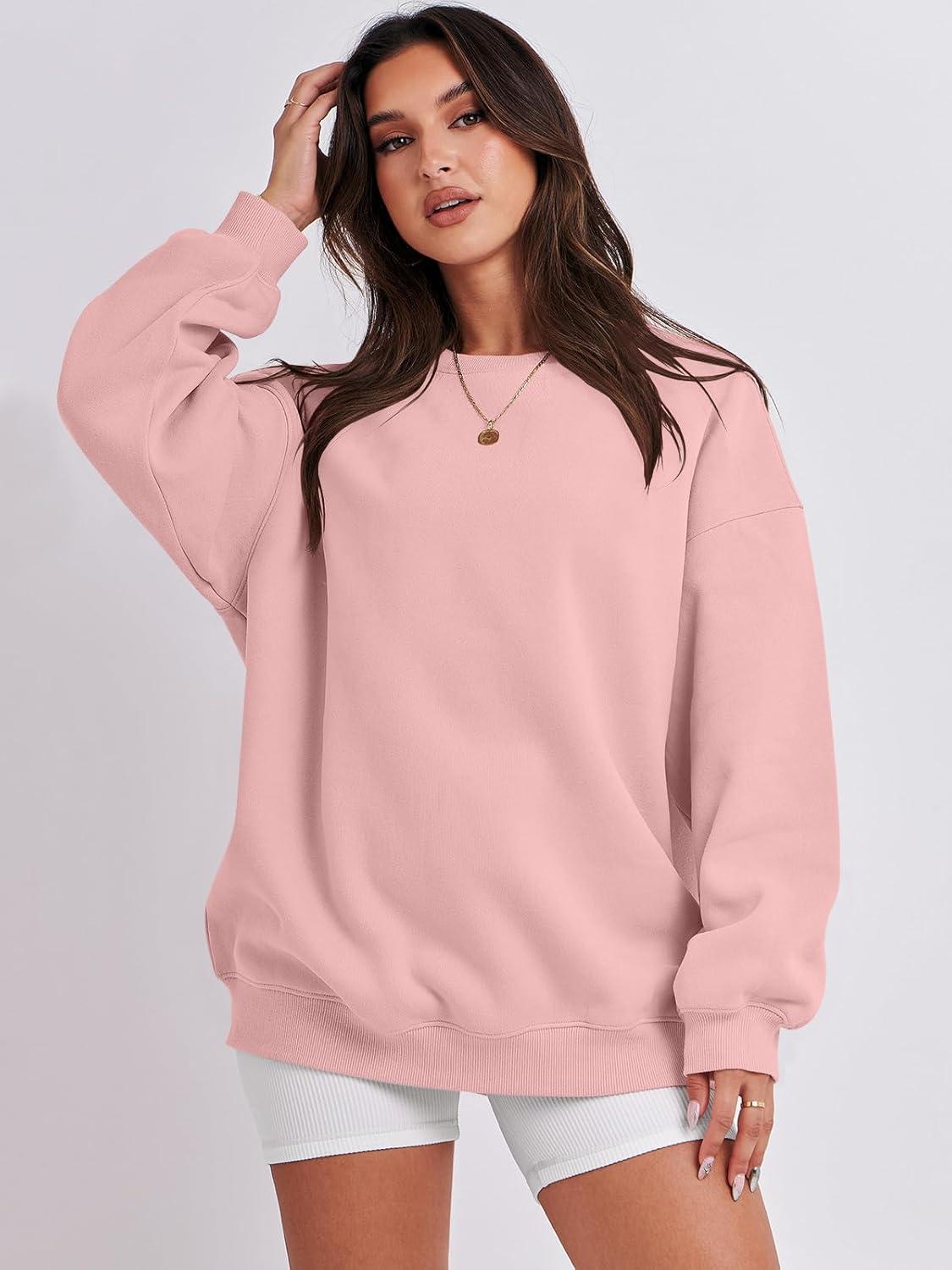 imageANRABESS Oversized Sweatshirt for Women Crewneck Y2K Hoodies Fleece Casual Comfy Pullover Top Fall Outfits Clothes 2025Pink