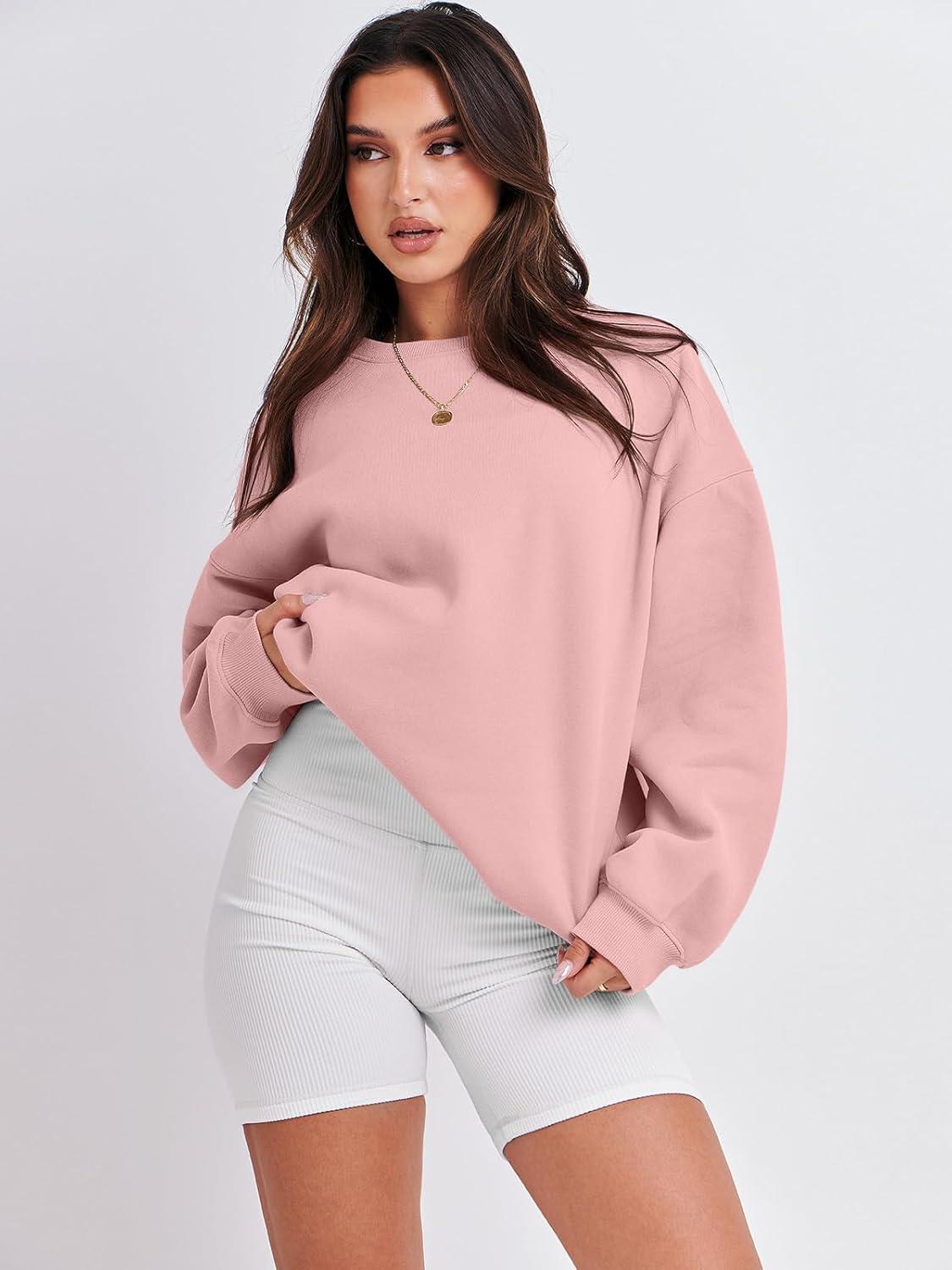 imageANRABESS Oversized Sweatshirt for Women Crewneck Y2K Hoodies Fleece Casual Comfy Pullover Top Fall Outfits Clothes 2025Pink