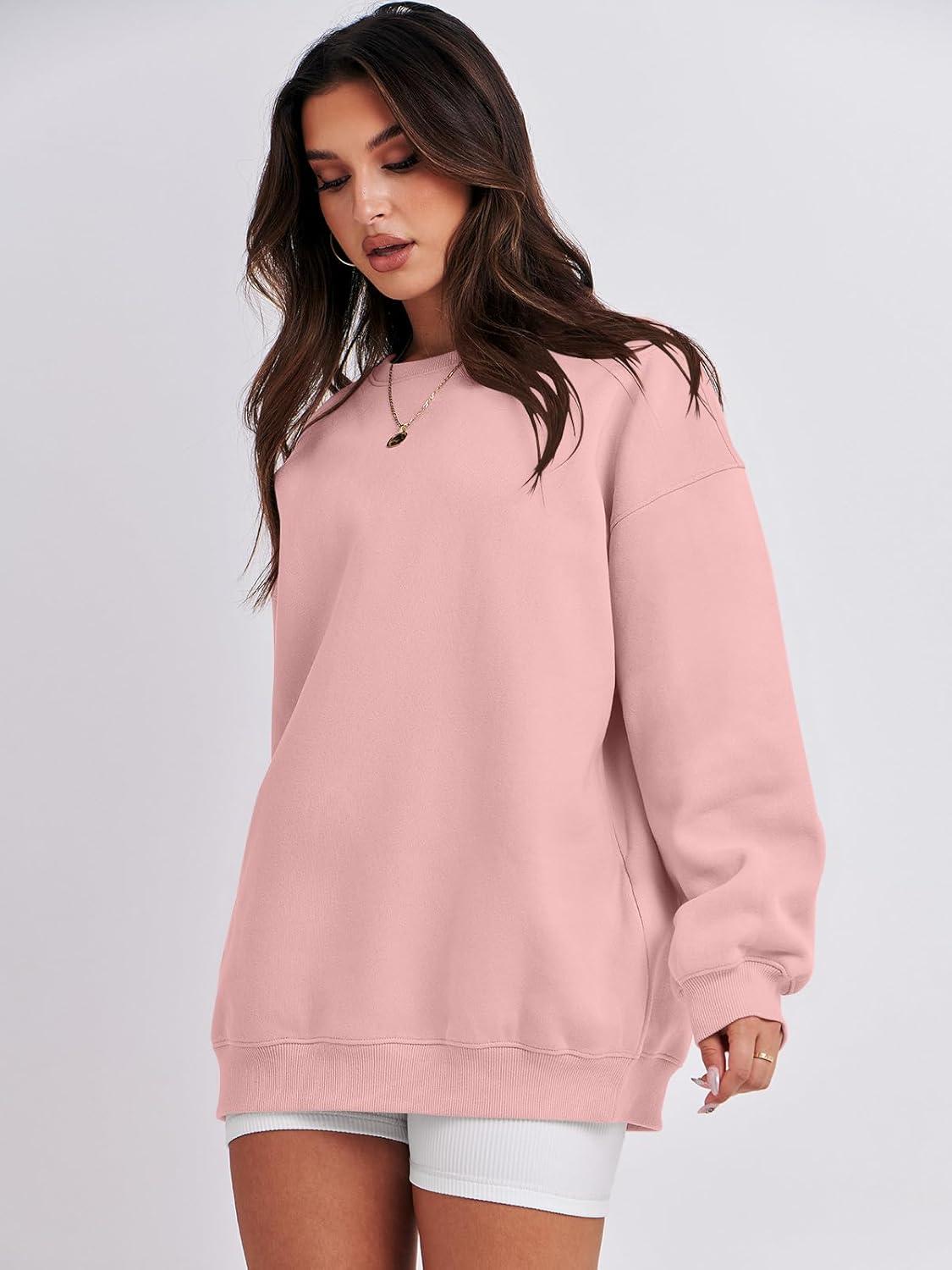 imageANRABESS Oversized Sweatshirt for Women Crewneck Y2K Hoodies Fleece Casual Comfy Pullover Top Fall Outfits Clothes 2025Pink